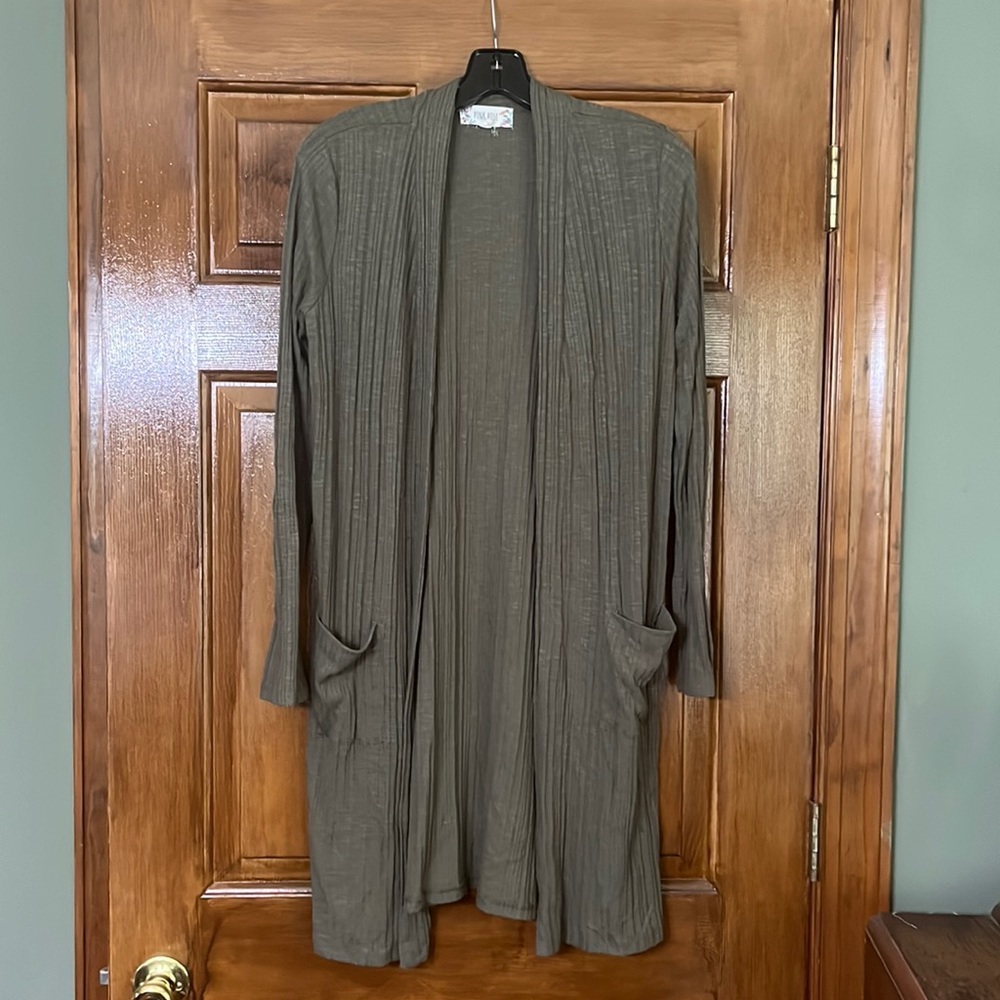 Green Ribbed Cardigan